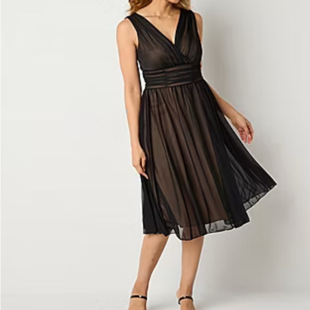 Connected Apparel Womens Sleeveless Midi Fit + Flare Dress